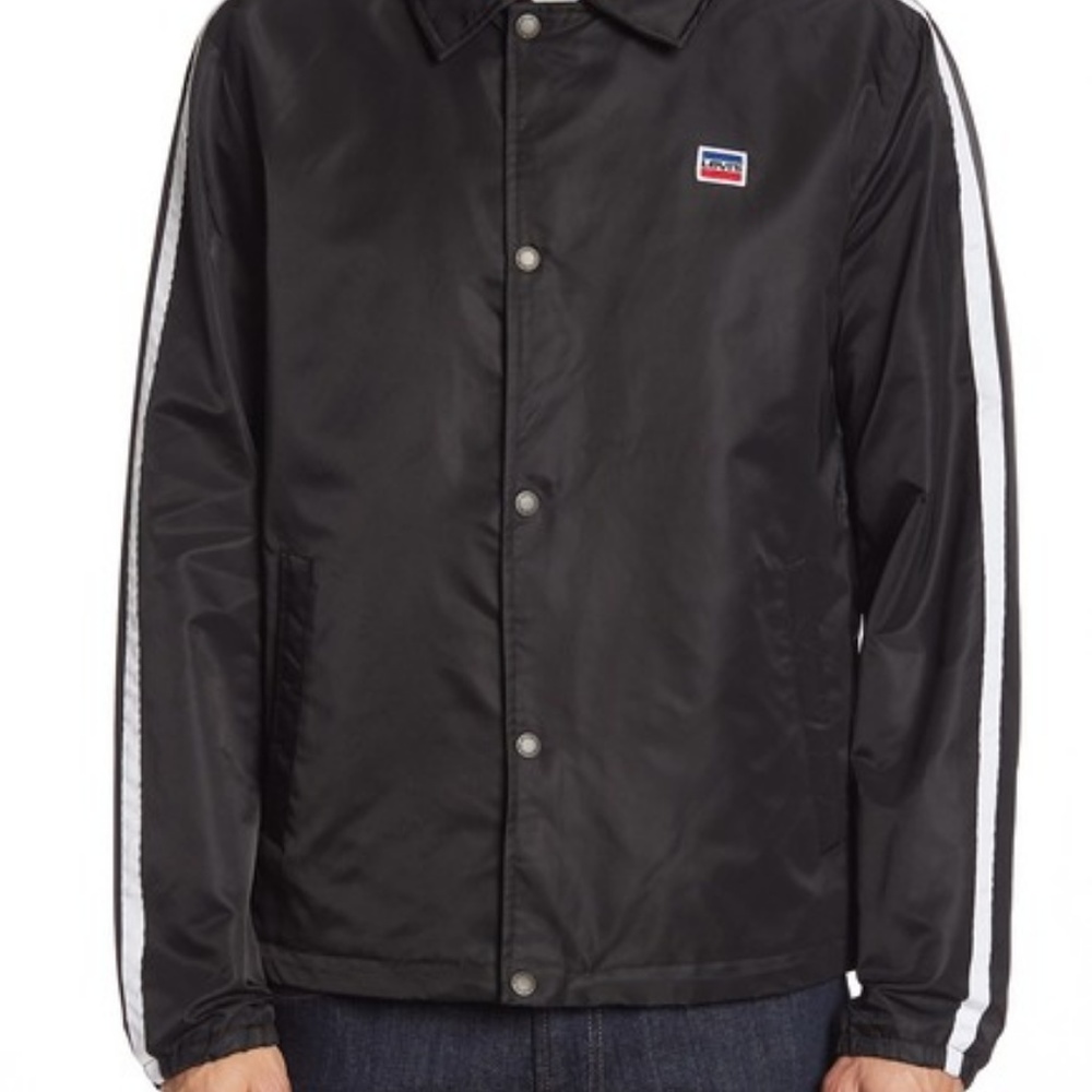 Levis Retro Coach Stripe Satin Track Jacket Black - Picture 2 of 5